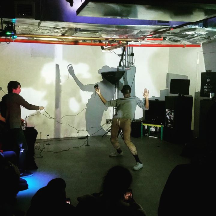 Experimental dance rutine during class visit with 100+ students from Stony Brook…