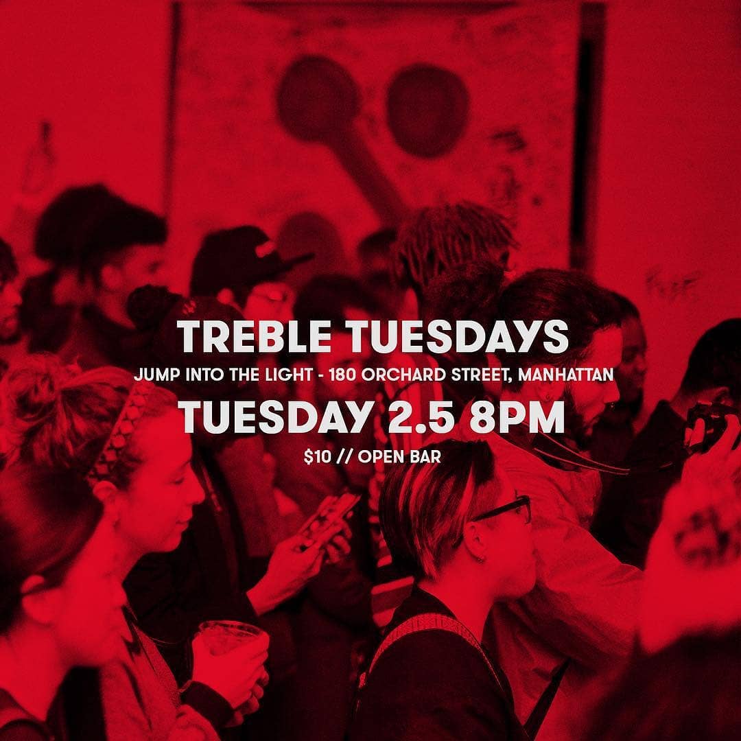 Treble Tuesdays is back at @jumpintothelightnow this tuesday Feb 5th
.
.
180 Orc…
