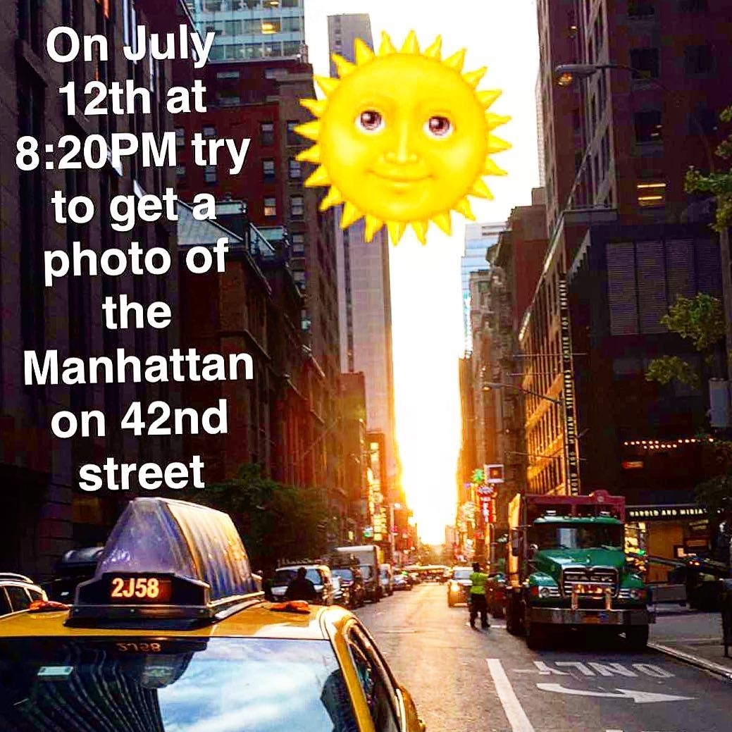 #SaveTheDate for the #Manhattanhenge in #nyc ️️ take a beautiful s…