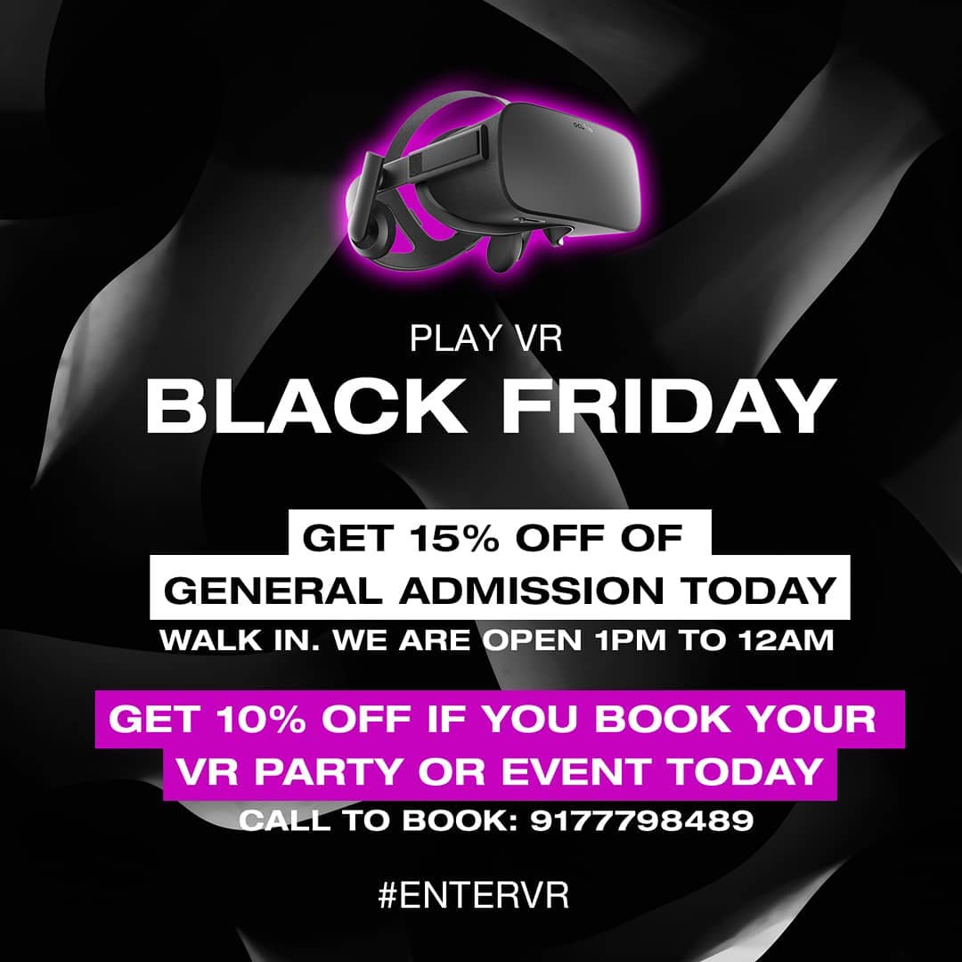 BLACK FRIDAY is here, save big when you book your VR event today! Call us to boo…