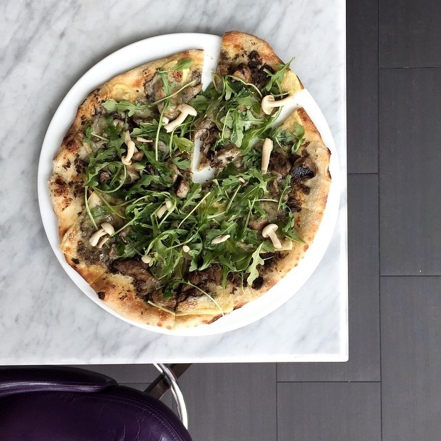 Not sharing! Roasted mushroom flatbread (maitake + oyster mushrooms w/ melty gru…