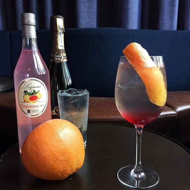 What your Monday needs: Moulin Rose. Prosecco, pamplemousse + rose hip grenadine…