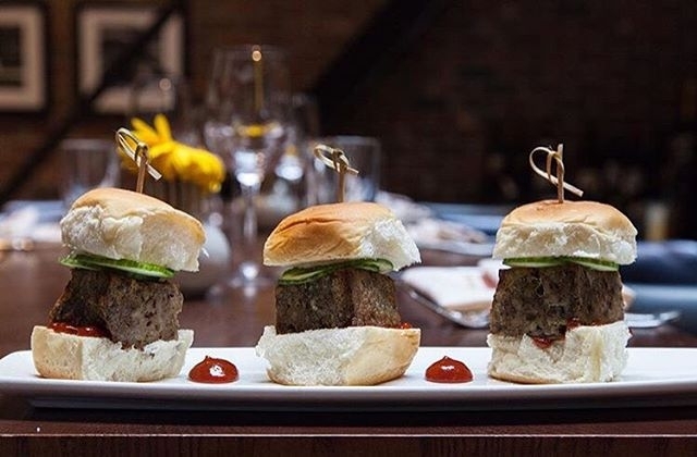 “Ma, where’s the meatloaf!?” Lamb Meatloaf Sliders: purple corn puree, aji Amari…