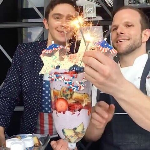 Exec. Pastry Chef, @zac_young creates his soon-to-be-famous Red, White & Blue Tr…