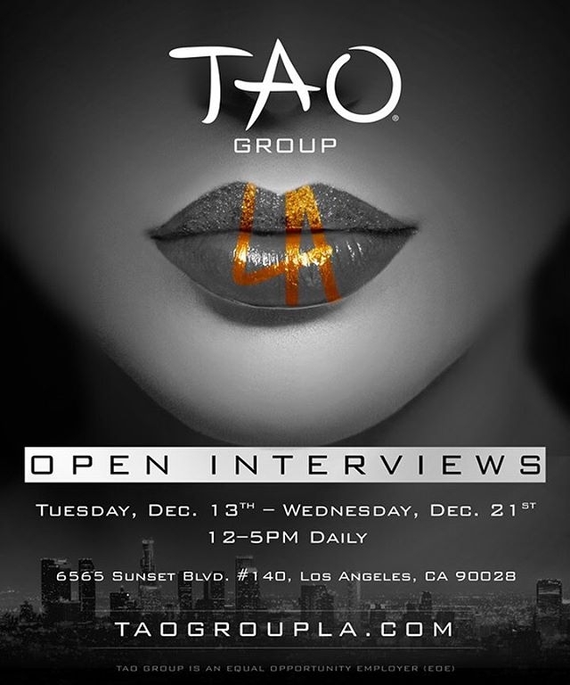 Your chance to join the team at @TaoGroup in Los Angeles is here!  We are holdin…
