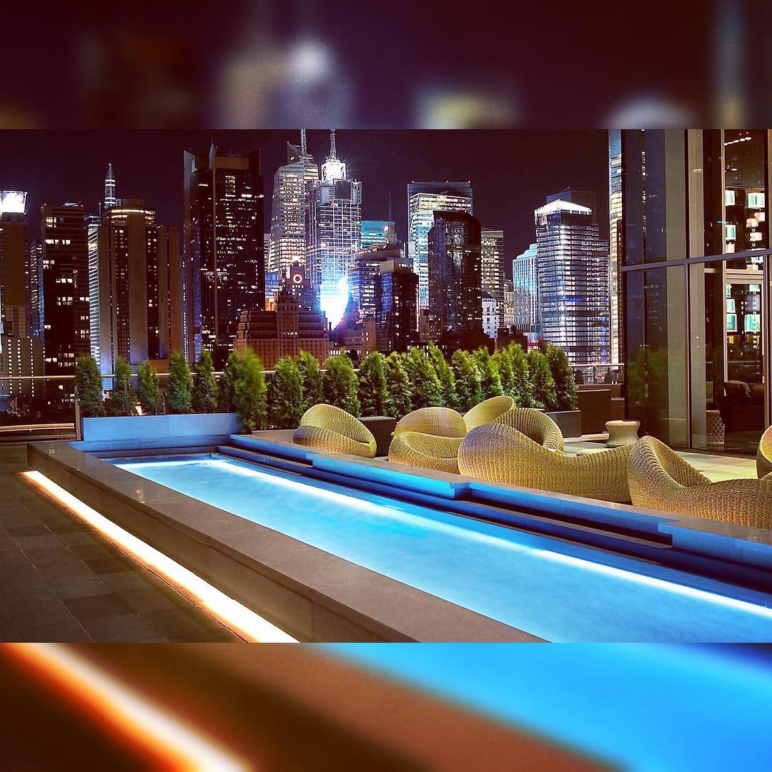 The Press Lounge atop Kimpton’s Ink48 Hotel in Hell’s Kitchen features 360-degre…