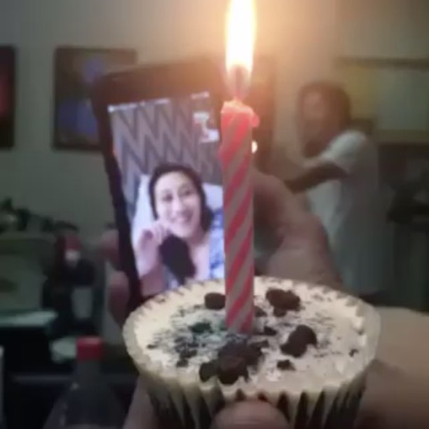 Teena blowing the candle!
 #birthdaynyc…