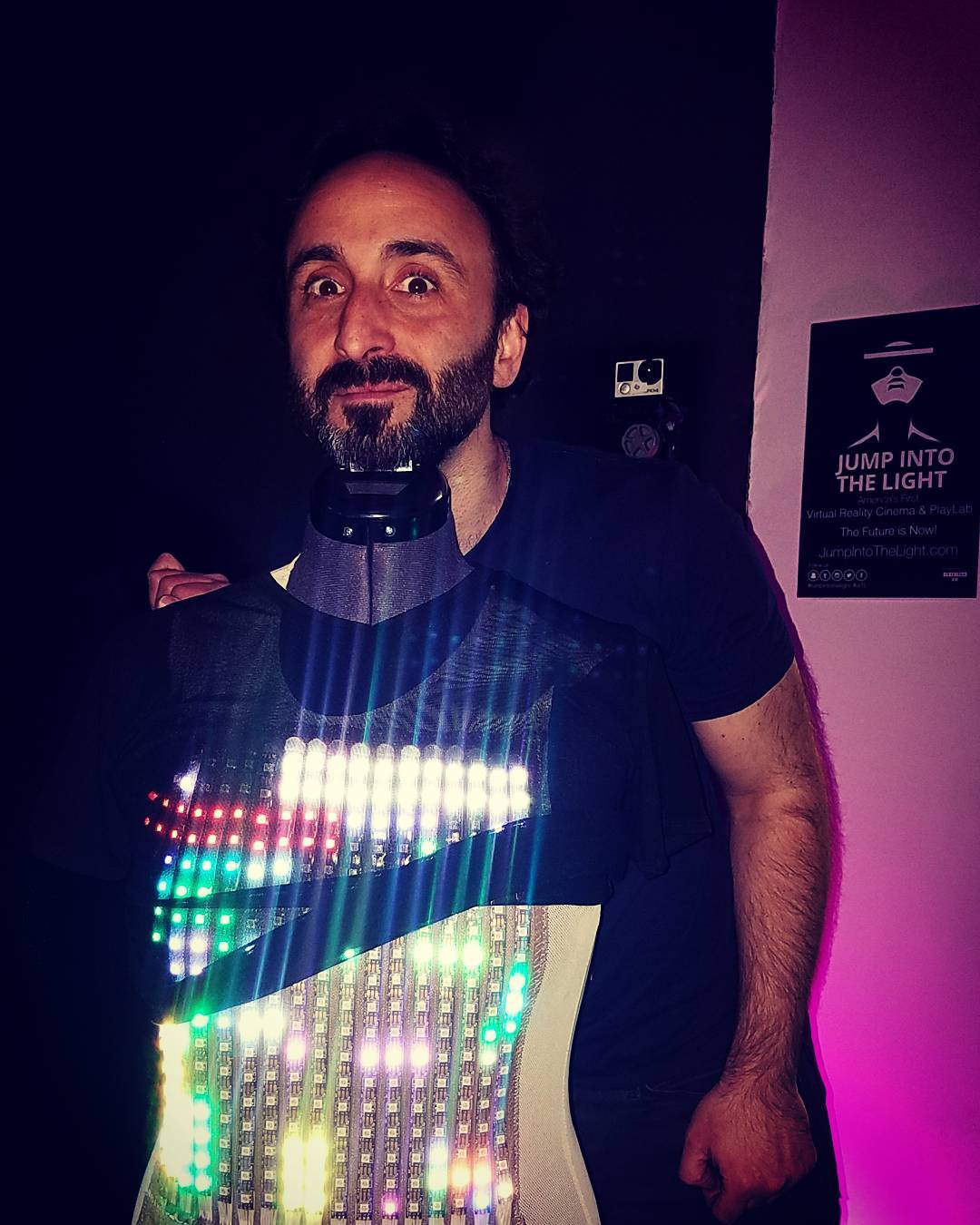 Cristiano with his magical led shirt at the opening night for his 360 music vide…