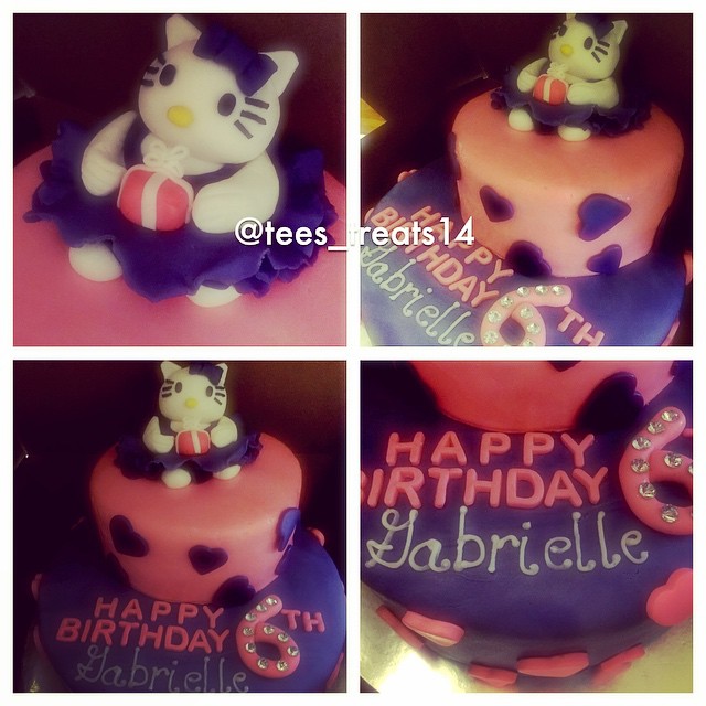 Hello kitty pink and purple cake #hellokitty #princess #birthdaynyc #wilton #cak…