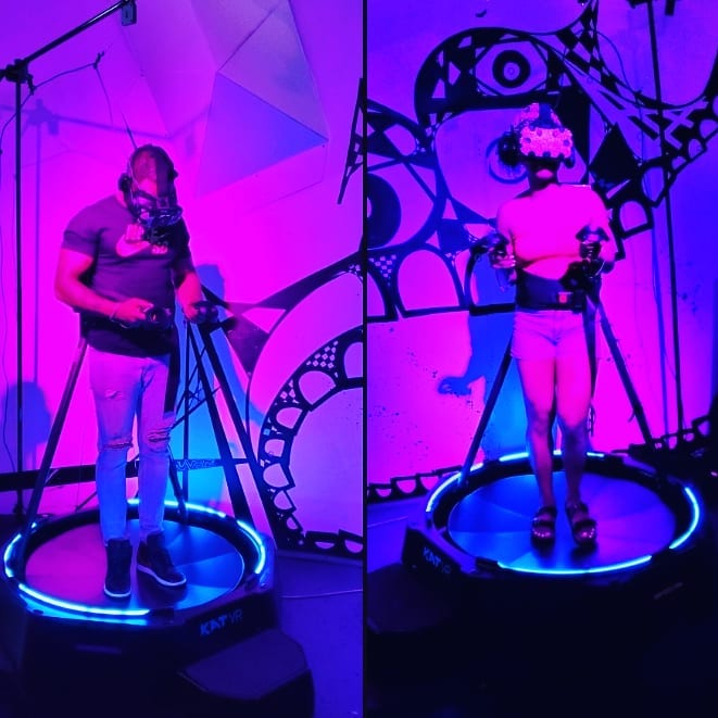 Come and play in virtual reality! 
Its super fun and running on the vr treadmill…