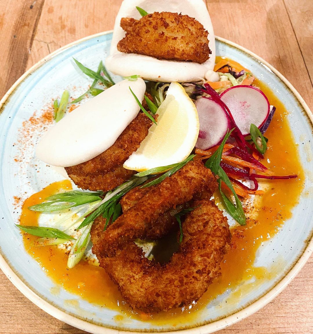 $12 Bahamian Coconut Shrimp- 2 Buns. Crispy fried shrimp with sweet accents of c…
