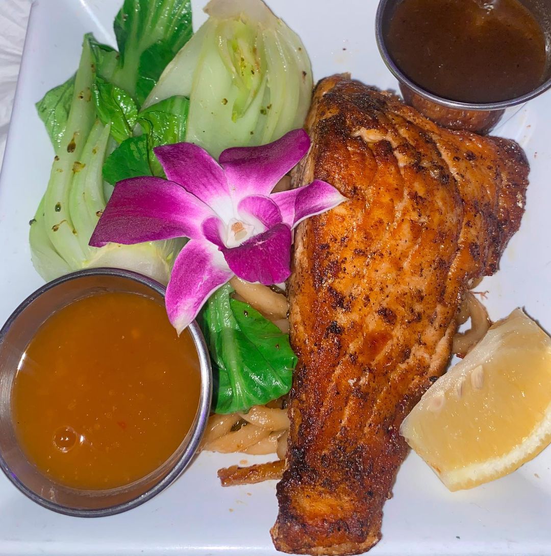 $18 Chen Bowl- With udon noodles, salmon and one of Czen’s signature sauces!

P….